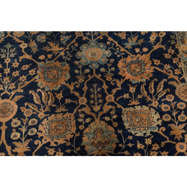 Late 19th Century Authentic 19th Century Persian Tabriz Handmade Wool Carpet For Sale - Image 5 of 7