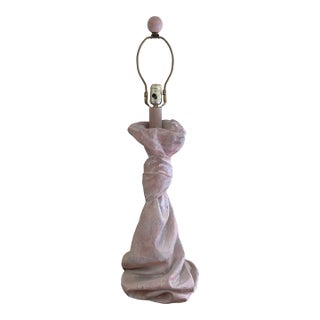 1970s John Dickinson Style Trompe l'Oeil Draped Plaster Table Lamp For Sale