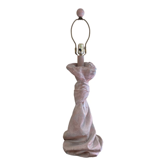 1970s John Dickinson Style Trompe l'Oeil Draped Plaster Table Lamp For Sale