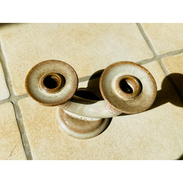 Beige Art Deco Candleholder in Glazed Ceramic, Germany, 1920s For Sale - Image 8 of 12