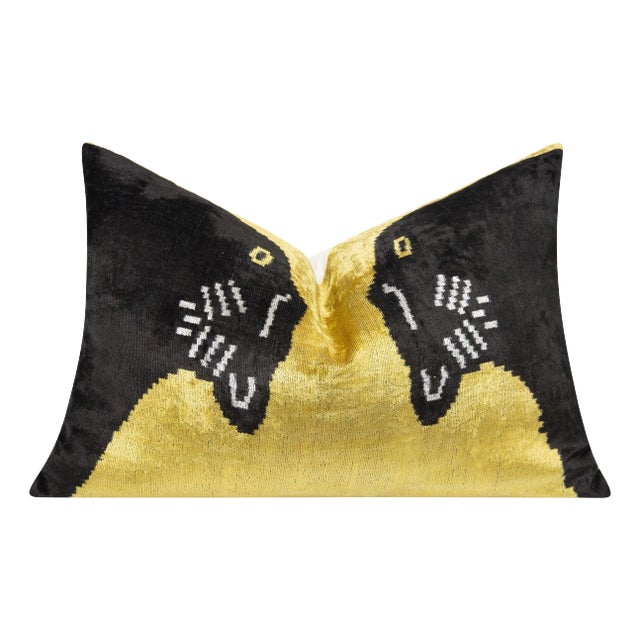 Handmade Silk Velvet Throw Pillow with Down Feather Insert, Hidden Zipper For Sale