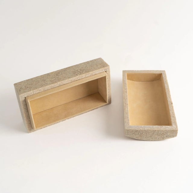 Off-white Vintage Stone Treasure Chest Jewelry Box For Sale - Image 8 of 11