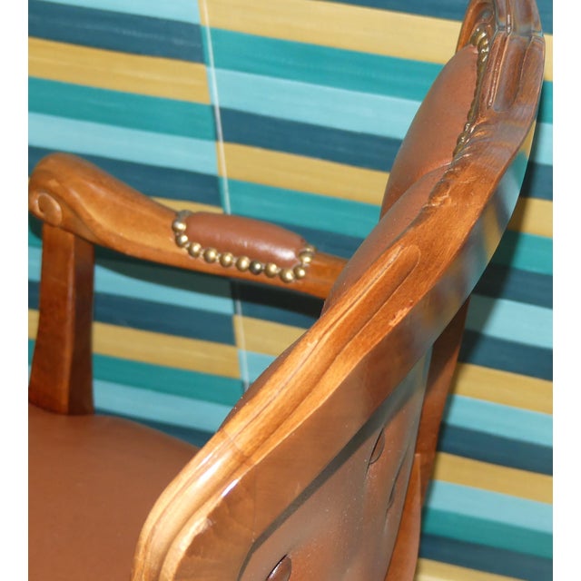 Wood Baroque Chippendale Chair in Skai and Faux Leather, 1960s For Sale - Image 7 of 9