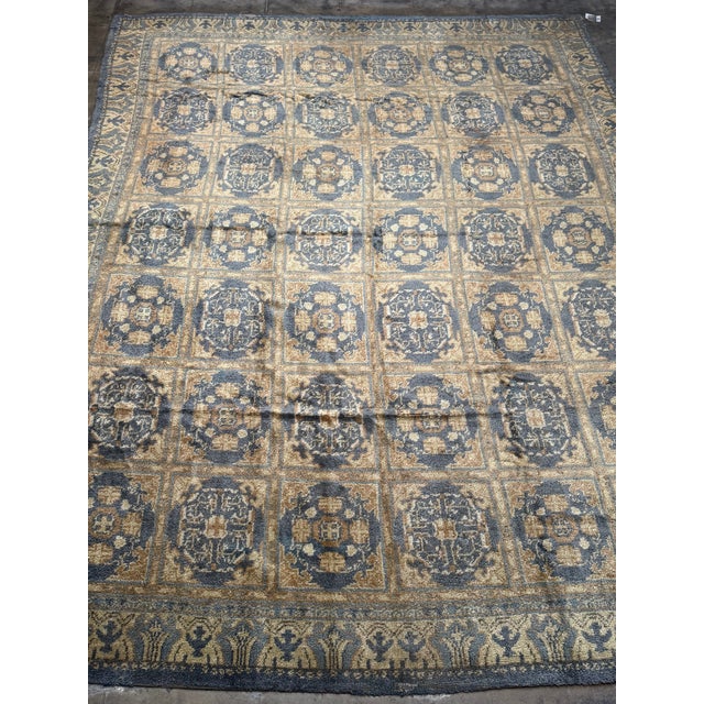 Early 20th Century Early 1900s Antique Spanish Rug With Repeating Medallion Grid Pattern For Sale - Image 5 of 8