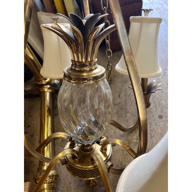 Late 20th Century Brass and Glass Pineapple Chandelier by Hinkley For Sale - Image 4 of 6
