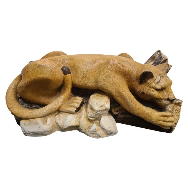 Statue Depicting Cougar in Resin, 1960s For Sale