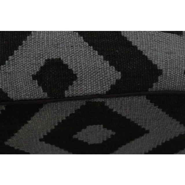 Boho Chic Schuster Black/Grey Handmade Kilim Upholstered Ottoman For Sale In New York - Image 6 of 8