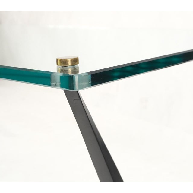 Metal Italian Mid-Century Modern Cast Metal & Brass Base Glass Rectangle Coffee Table For Sale - Image 7 of 14