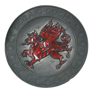 Vintage Welsh "Y Ddraig Goch" Red Enamel Dragon Plate