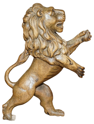 19th Century Hand Carved Royal Armorial Lion from Coat of Arms Crest
