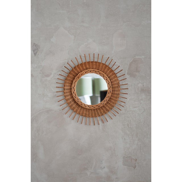 Rattan and Woven Rattan Mirror, 1960s For Sale - Image 4 of 4