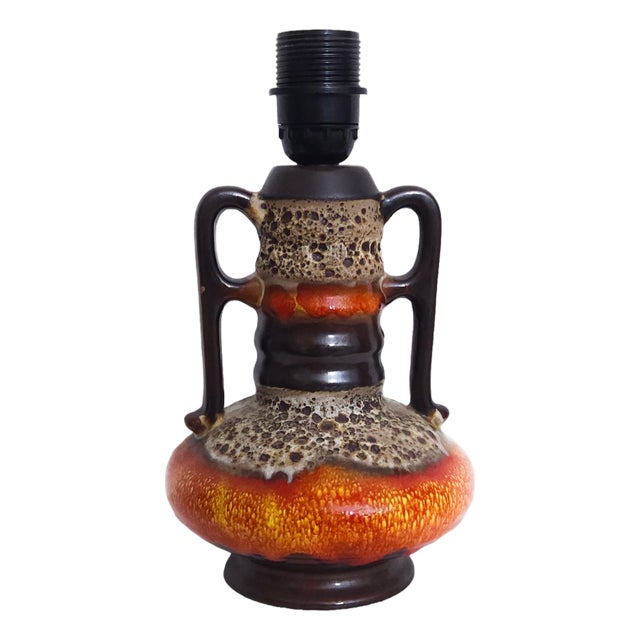 West German Fat Lava Pottery Table Lamp Base by Walter Gerhards, 1970s For Sale