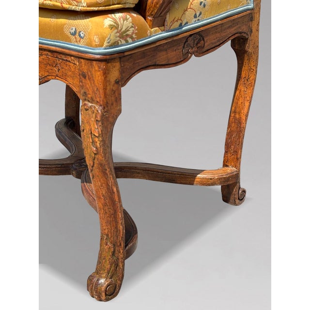 18th Century French Walnut Upholstered Armchair, 1790 For Sale - Image 11 of 13