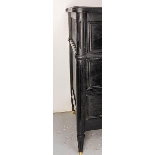 French Louis XVI Style Black Wood Chest of Drawers, 1980s For Sale - Image 9 of 12