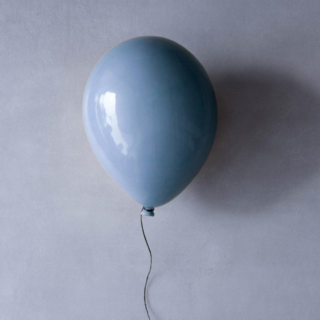 Contemporary Handmade Blue Dawn Glossy Ceramic Balloon Sculpture by ArtArsouf - Medium Size For Sale - Image 10 of 15