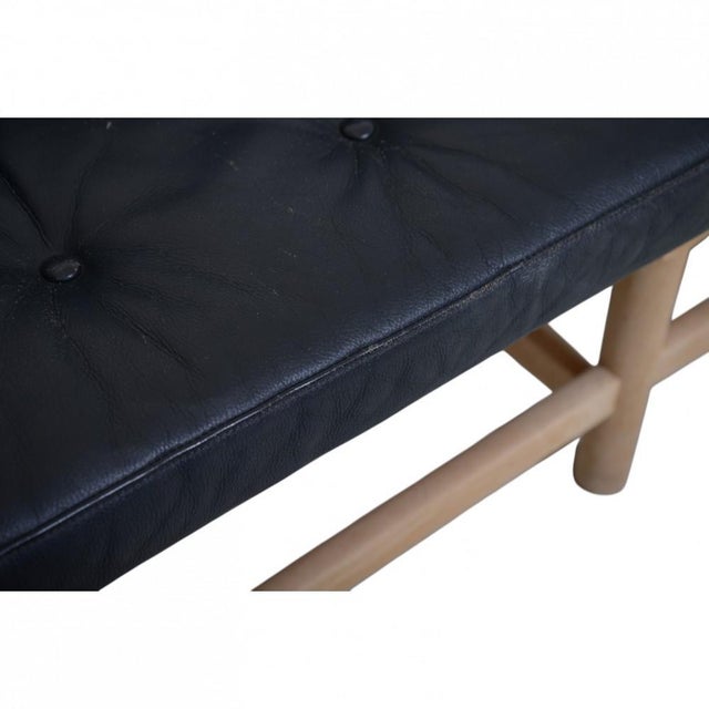 Spoke Back Sofa in Beech and Black Leather by Børge Mogensen, 1963 For Sale - Image 9 of 18