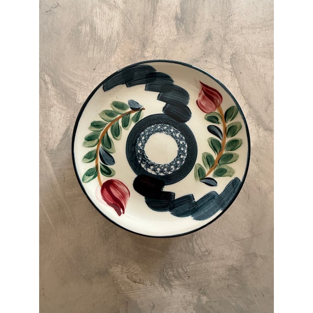 Set of 6 Hand Painted Studio Pottery Plates Signed P Silkotch 1993 Mississippi Folk Art 6.5 Inch Dessert Plates For Sale In Chicago - Image 6 of 8