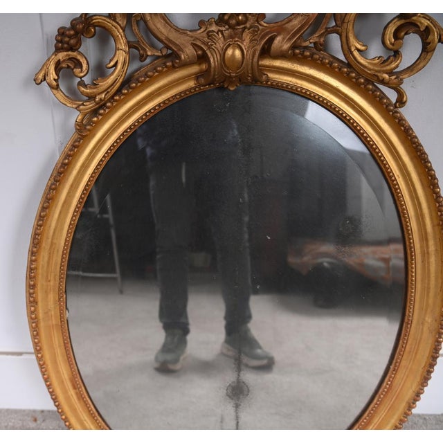 Gold Regency Gilt Oval Mirror, 1860s For Sale - Image 8 of 9