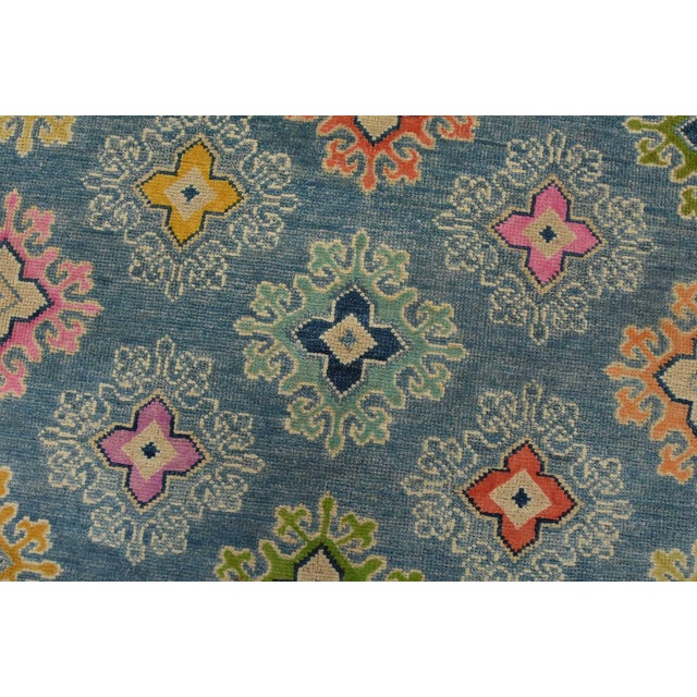 2020s Kazak Rug 5’6” X 7’10” Blue Wool Tribal Hand-Knotted Oriental Carpet For Sale - Image 5 of 15