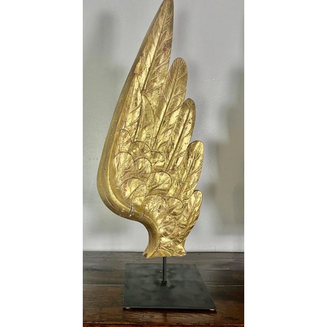 19th Century Italian Baroque Giltwood Wings on Iron Bases For Sale - Image 4 of 11