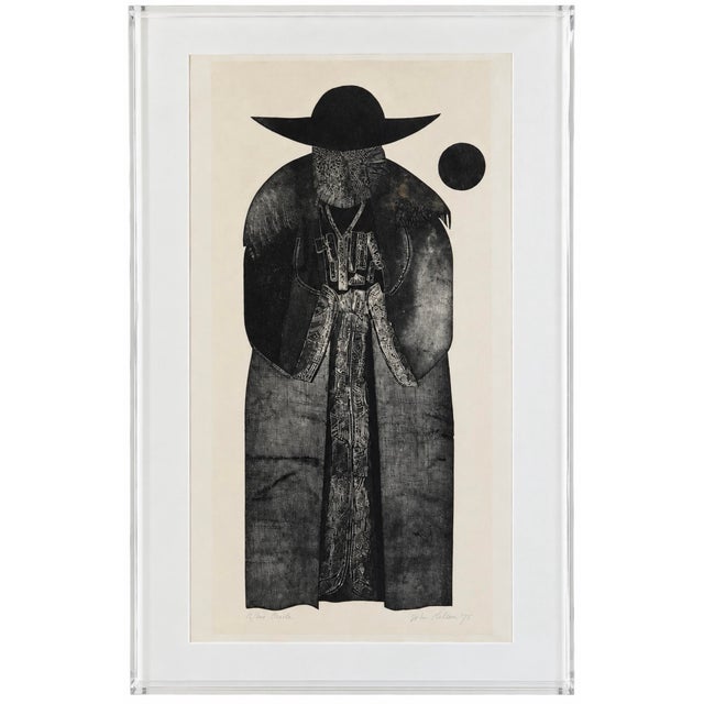 Black Large Abstract Black and White Etching of a Bishop by Artist John Kenneth Esler For Sale - Image 8 of 8