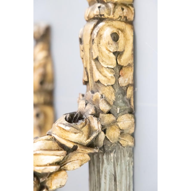 Romantic 19th Century French Gray & Giltwood Roses Hanging Architectural Fragments Wall Swags - A Pair For Sale - Image 10 of 15