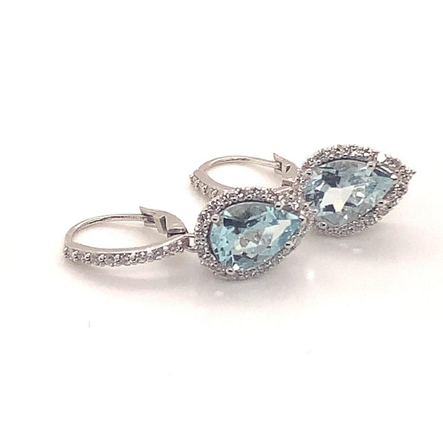 Natural Aquamarine Diamond Earrings 14k Gold 3.61 Tcw Certified For Sale - Image 10 of 12
