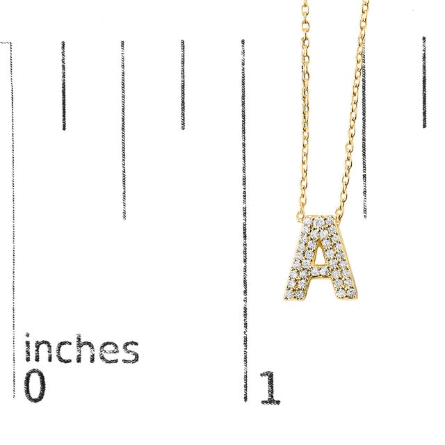 Early 21st Century 10K Yellow Gold Diamond Accent "A" Initial Bubble Pendant Necklace For Sale - Image 5 of 5