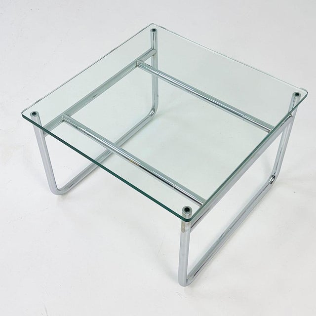 Bauhaus Mid-Century Bauhaus Coffee Table Chrome and Glass, France, 1980s For Sale - Image 3 of 11