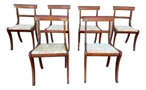 Mid 20th Century Set of 6 Sheraton Saber Leg Dining Chairs by Drexel