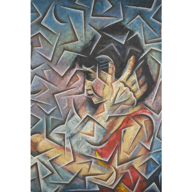 20th Century Cubist Painting Signed For Sale - Image 4 of 6
