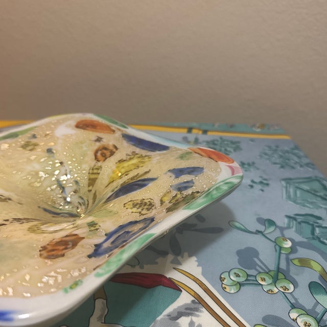 Glass Mid-Century Modern Murano Style Aventurine and Millefiori Square Art Glass Dish For Sale - Image 7 of 8