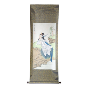 Chinese Mountain Throne Kuan Yin Scroll