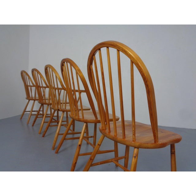 Danish Pine Chairs an Armchairs by Erik Ole Jørgensen for Tarm Stole Møbelfabrik, 1960s, Set of 5 For Sale - Image 14 of 18