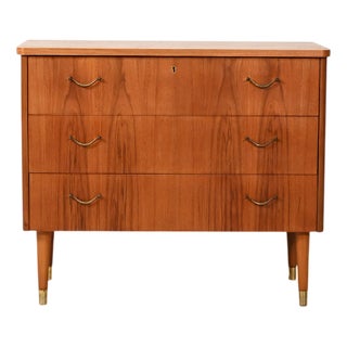 Scandinavian Teak Chest of Drawers with Brass Inserts, 1950s For Sale