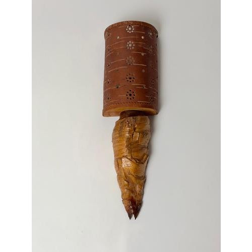 Swedish Folk Art Wood Wall Sconce with Birch Bark Shade, 1950 For Sale - Image 12 of 16