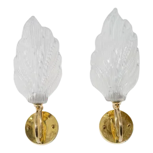 Murano Glass Leaf Sconces - a Pair