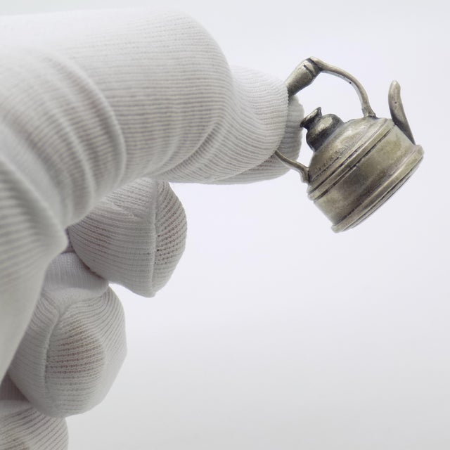 Vintage Italian Handmade Genuine Silver Teapot Solid Dollhouse Miniature For Sale - Image 6 of 10