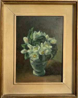 Galetti, Flowers, 20th Century, Oil Painting on Panel, Framed