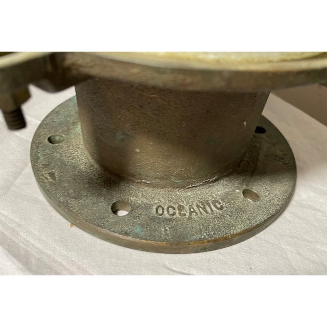 Antique Oceanic Solid Brass Glass Nautical Navigational Ship Deck Lamps - a Pair For Sale - Image 9 of 12