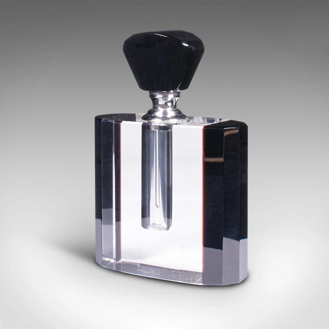 Art Deco 1950 Vintage Art Deco English Glass Fragrance Cologne Bottle For Sale - Image 3 of 13