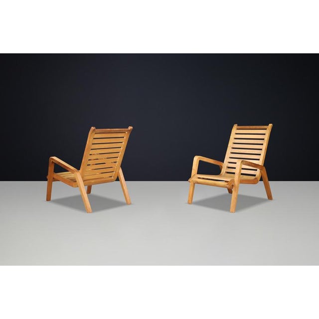 Brown Sculptural Ashwood Lounge Chairs by Jan Vaněk, 1960s, Set of 2 For Sale - Image 8 of 10
