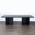 This Restoration Hardware dining set includes a large, modern rectangular table and 10 comfortable high-back chairs in a...