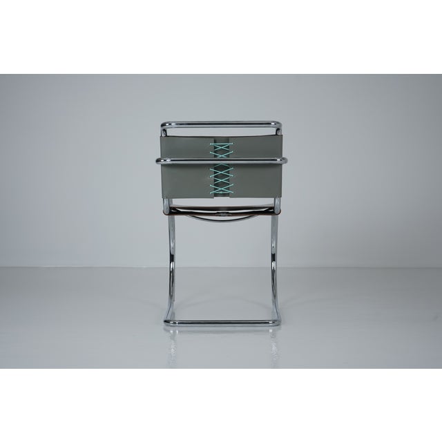 MR20 Tubular Steel Cantilever Chair in Grey Leather by Ludwig Mies van der Rohe for Knoll International, 1970s For Sale - Image 7 of 18