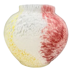 1960's Italian Murano Glass Vase Pink, Yellow and White