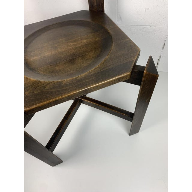 Brutalist Architectural Dining Chairs in Beech Wood, 1970s, Set of 4 For Sale - Image 12 of 18