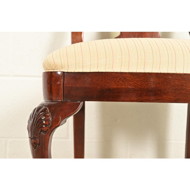 Brown Thomasville Queen Anne Carved Solid Mahogany Side Chairs or Dining Chairs, Pair For Sale - Image 8 of 14