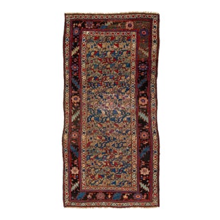 Antique Persian Bidjar Handmade Brown Wool Rug With Floral Pattern For Sale