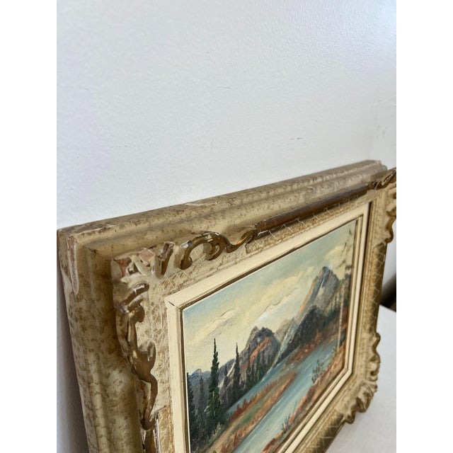 Mid-Century Modern Vintage Teton Mountains Scenic Landscape Framed 1971 Painting by f.d. Lessley. For Sale - Image 3 of 8