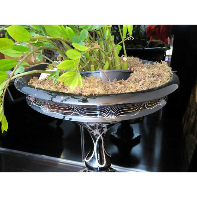 Black Lacquer With Intricate Mother-Of-Pearl Inlays Planter For Sale - Image 9 of 10